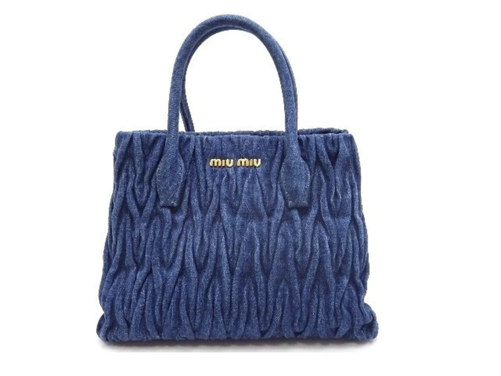 Miu Miu Handbag Denim Matelasse Blue